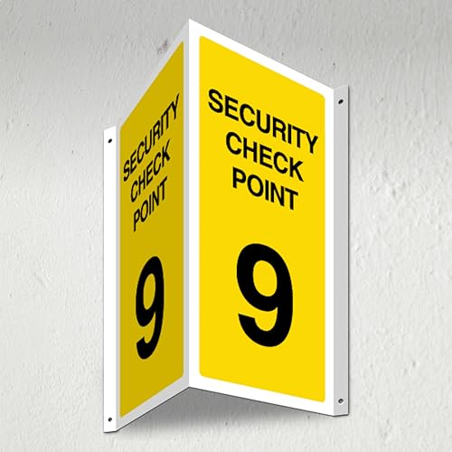 Panneau de couloir 3D V Safety Security Check Point 9 signalétique 340x300mm