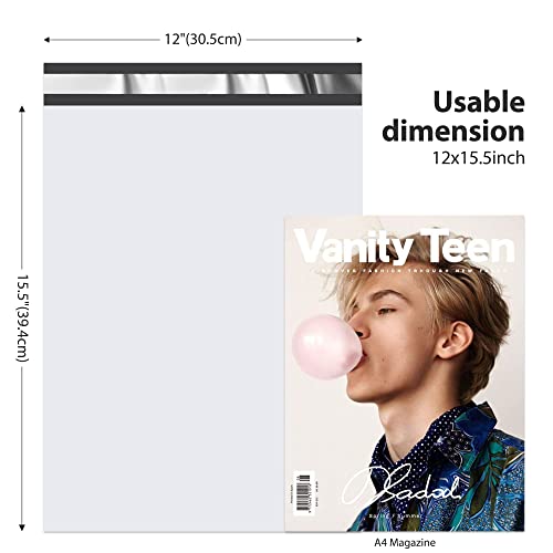 Image of Fuxury 2000 Pcs 12x15.5 inch Poly Mailers,Waterproof Mailing Envelopes for Clothing, Strong Adhesive Poly Shipping Postage Bags for Small Business(White)
