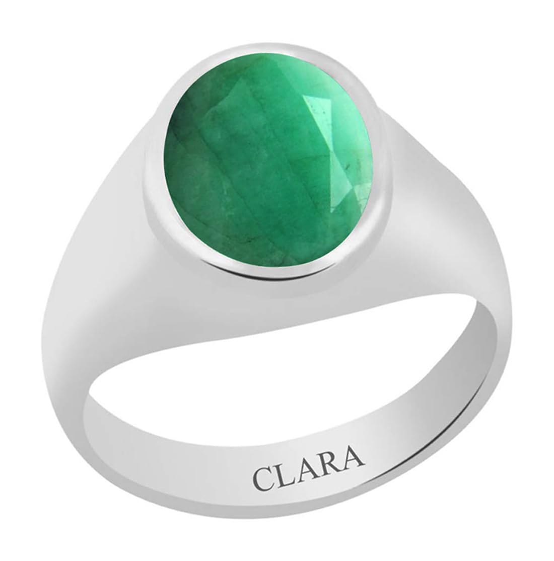 clara Certified Emerald (Panna) 7.5cts or 8.25ratti Bold Silver Ring for Men and Women-picture-12