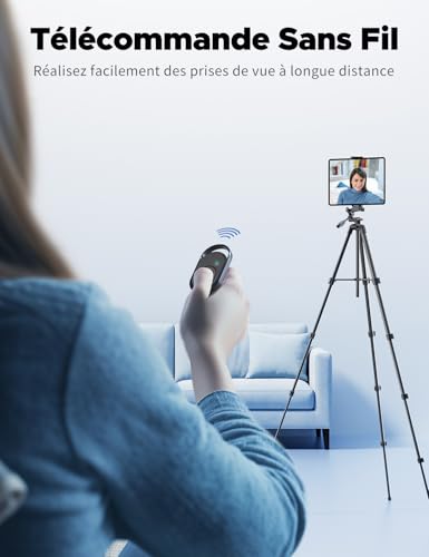 Trépied iPad Pro et iPhone 152 cm avec télécommande et sac - 5