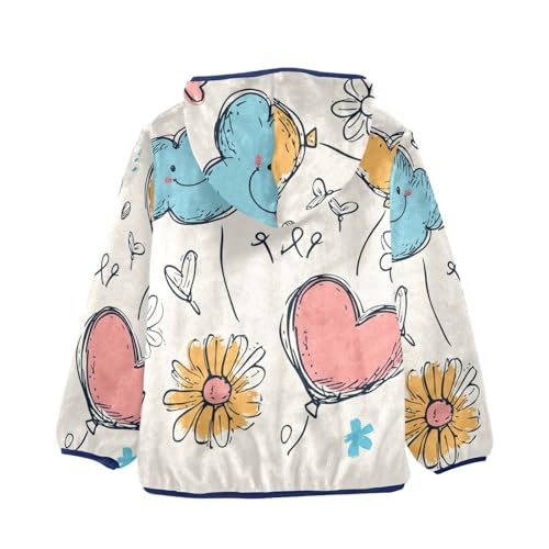 Funny Flowers Clouds Balloons Girls Fleece Jacket Girls Fall Jacket Girls Zip Up Hoodie Girls Sherpa Jacket 2-10T2