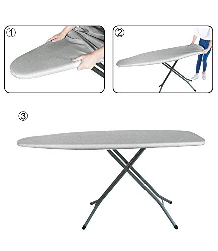 Seiritex Ironing Board Cover and Pad with Elastic Edge Scorch and Stain Resistant Silicone Thick Padding 15\" x 54\" Ironing Board Covers with 1 Pop-up Laundry Basket and 1 Protective Scorch Mesh Cloth
