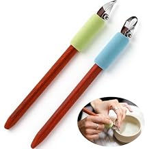 Leriton 2 Pack Pottery Carving Tool Set 6in Sculpture Carving Scraper Tool Pottery Modelling Shape for Tea Cup Mug Vase Leather Hard Clay Cutters with Wooden Handle for Ceramic Sculpture Craft