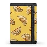 FWJZDSP Dreifach Faltbare Geldbörse mit Gyoza-Motiv, schlankem Kartenhalter, Münzfach und Schlüsselanhänger für unterwegs