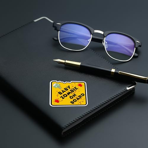 Image of Funny Baby Zombie On Board Sticker Parody Safety Sign Vinyl Decal 5 Inch Waterproof for Car Window Bumper Laptop Cute Horror Humor Baby on Board Style Sticker