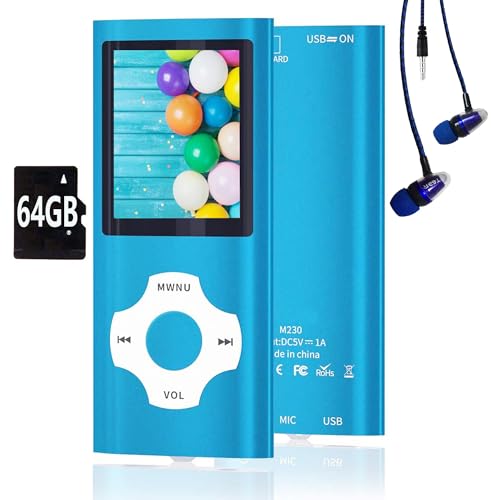 64GB MP3 Player / MP4 Player, Hotechs MP3 Music Player with Slim Classic Digital LCD 1.82'' Screen Mini USB Port with FM Radio, Voice Record