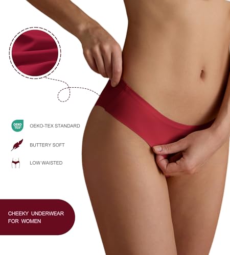 Image of SHARICCA Women Seamless Cheeky Bikini No Show Panties Ladies Invisible Breathable Briefs Soft Stretch Underwear Multi Pack