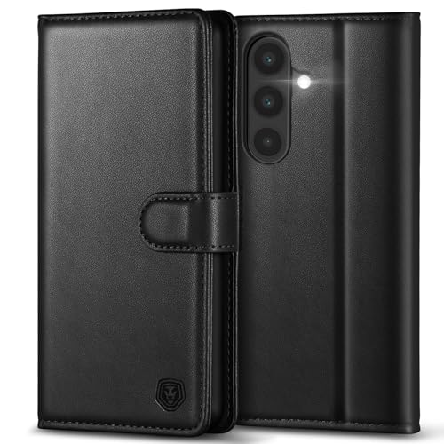 Kuafcase for Samsung A17 Case with 4 Card Slots Magnetic Closure Kickstand Shockproof Protective Phone Case for Samsung Galaxy A17 - Black