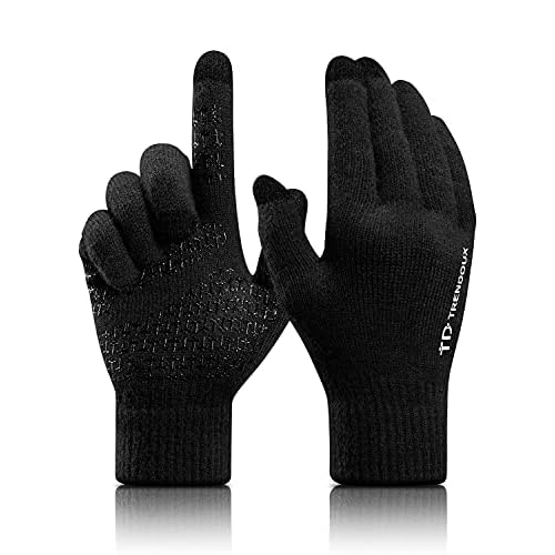 TRENDOUX Soft Warm Touch Screen Winter Thermal Gloves Men Women, Non-slip Grip, Elastic Cuff, Knit Stretchy Material