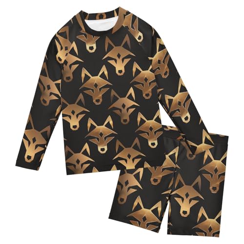 Protección UV para niños contra quemaduras solares con este traje de baño de manga larga de lobo