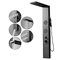 Homevacious Black Shower Panel Tower System, Rainfall Waterfall Shower Head,3 Massage Body Jets,Handheld Shower Head and Tub Spout,Wall Mounted Multi-Function Bathroom Shower Panel