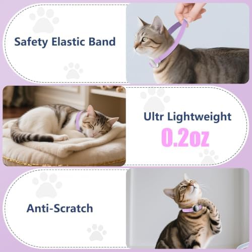AirTag Cat Collar, Elastic Tracker Collar with Airtag Holder and Bell - 4