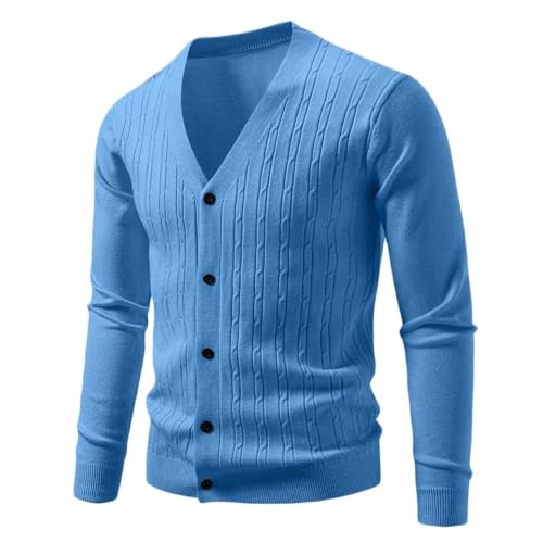 Suéter de punto de manga larga slim fit e invierno cálido jerséis cárdigan lana hombre 3