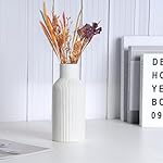 Winter Shore Keramik-Vase Weiß - Weiße Vase Deko für Blumen - Blumenvase Modern für Inneneinrichtung - Pampasgras Vase für den Schreibtisch im Büro, Wohnzimmer - Elegante Vase Keramik – Bild 2