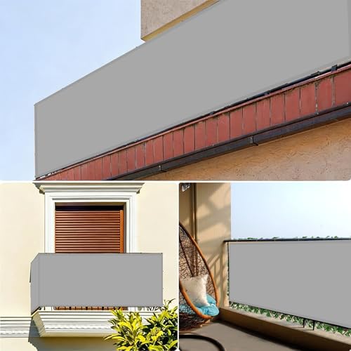 Bâche de clôture PVC gris pour brise-vue de balcon et occultation jardin