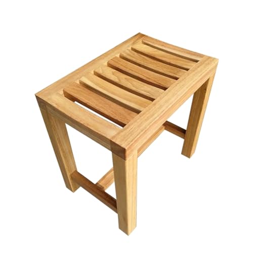 Banco de ducha de teca, taburete de ducha de madera impermeable para baño, asiento de baño antideslizante para mayor comodidad y seguridad