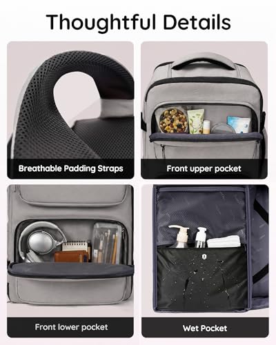 Image of Taygeer Travel Backpack with Shoe Pouch, TSA Approved Personal Item Bag | Carry on Backpack with Water Bottle Pocket, Casual Daypack Fits 15.6'' Laptop, Travel Gifts for Gym Business Work, Brown