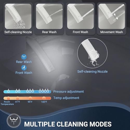 Inodoro Inteligente con Bidé, Sistema de Descarga con Bomba de Tanque, Asiento Calefactable, Lavado con Agua Tibia Instantánea, Sensor de Pie y Descarga Automática, Luz Nocturna LED, Pantalla de Temperatura Blanca, Sin Control Remoto miniatura 5