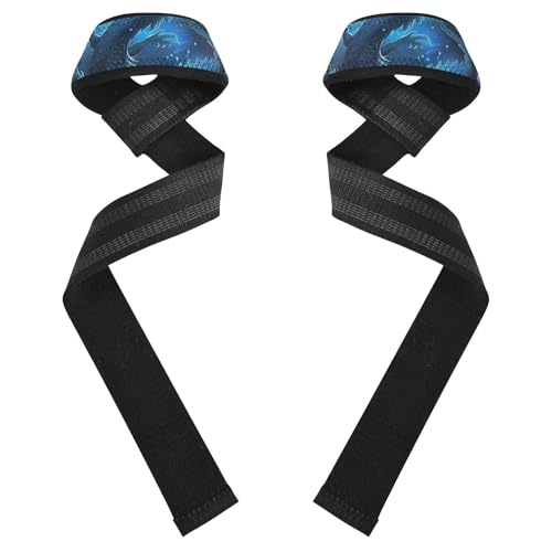 Nander Blue Dragon Wrist Straps for Weightlifting,Lifting Straps with Neoprene Cushioned Wrist Padded and Anti-Skid Silicone for Strength Training,Bodybuilding,Deadlifting