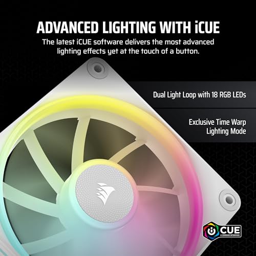 Image of CORSAIR iCUE Link LX120 RGB 120mm PWM Fan Single Pack - Dual Light Loops - Requires iCUE Link System Hub (Sold Separately) - CORSAIR AirGuide Technology - White