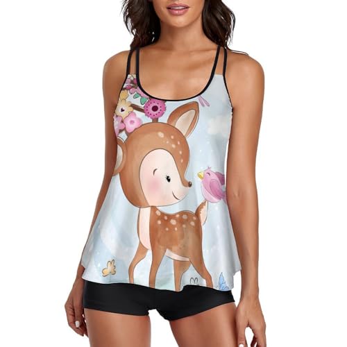 Maillot de bain tankini couvrant avec short de garçon pour sculpter la silhouette à la plage
