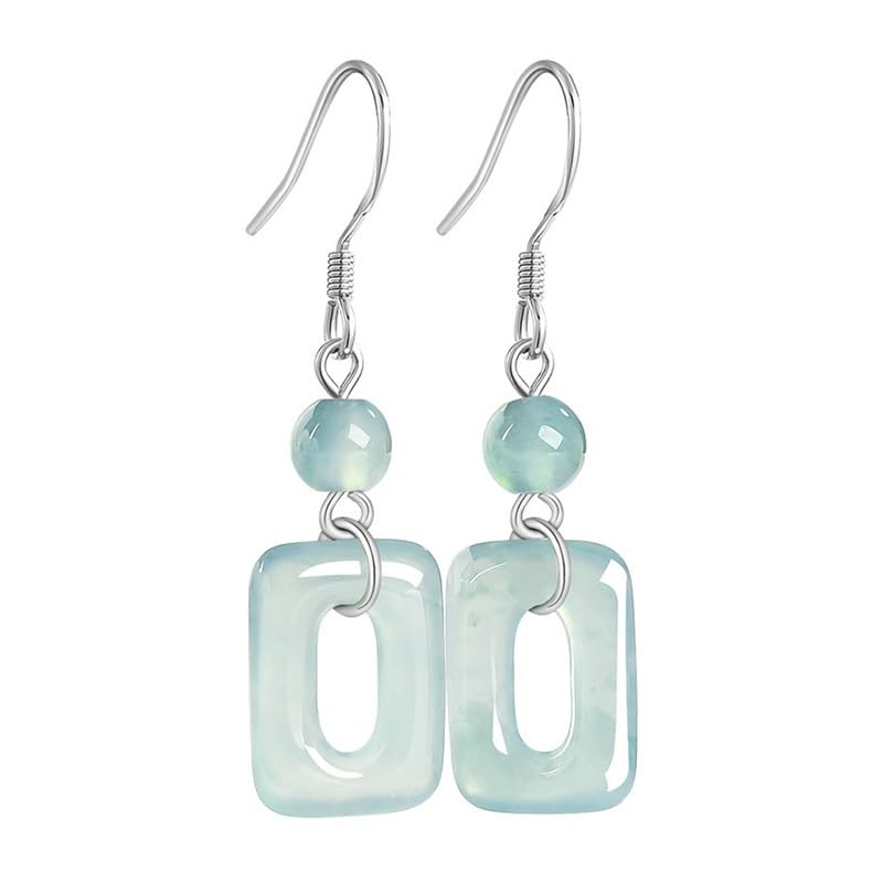 Boucles d'oreilles en pierre bleue verte pour femmes : le cadeau en argent jade 925