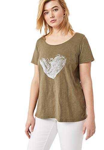 ellos Plus Size Love Graphic Tee - 4X, Burnt Olive Heart