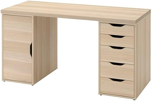 ProTuning LAGKAPTEN/ALEX Desk, white stained/oak effect white, 140x60 cm