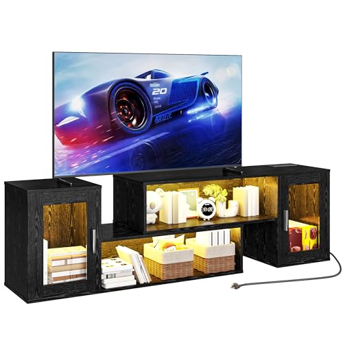 Listado de Centro de Entretenimiento . 46 Simple Wisdom Mueble para TV,Mueble TV es Retráctil (130-180CM),Centro de Entretenimiento para TVs Viene con Una Regleta de Enchufes y una Tira de LED,Adecuado para Televisores 45...