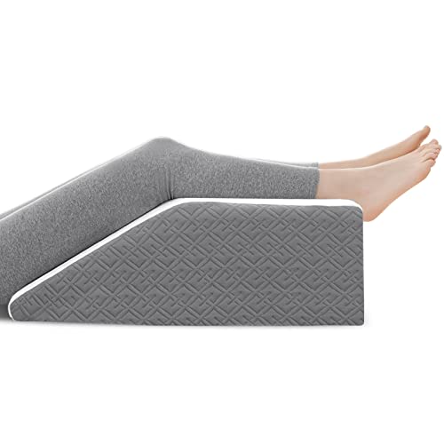 joybest Leg Elevation Pillow with Cooling Gel Memory Foam Top,10 Inch Wedge Pillow for Leg Swelling Blood Circulation,Sleeping,Relieves Knee, Hip and Lower Back Pain,Washable Cover