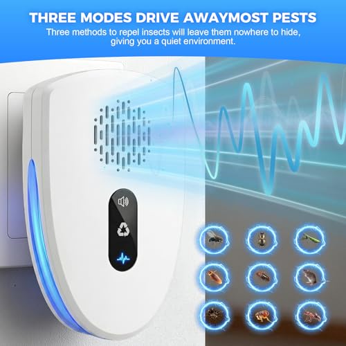 Image of 6 Packs Ultrasonic Pest Control Repeller,Upgraded Spider Repellent Indoor for Mosquito, Mice, Spider, Ant,Ultrasonic Plug in Mouse Repeller for Rodent,Roach,Bugs,Fly,Rat,3 Mode Switching House D2