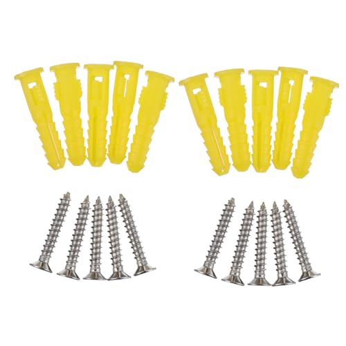 Unomor 100 Pcs Yellow Expansion Tube Screws Drywall Screw Anchors Self-Tapping for Wall Stainless Steel Flat Head Drywall Hole Filler