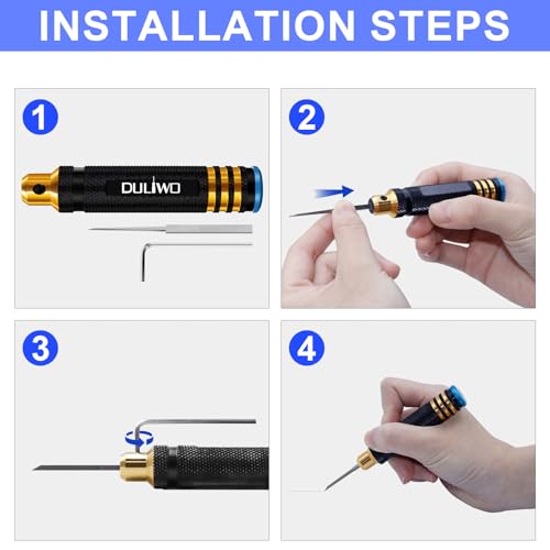 Image of Model Scriber with 7 Blades for Modeling Hobby Resin GK Carved Scribe line Cutting Tool Chisel (Black)