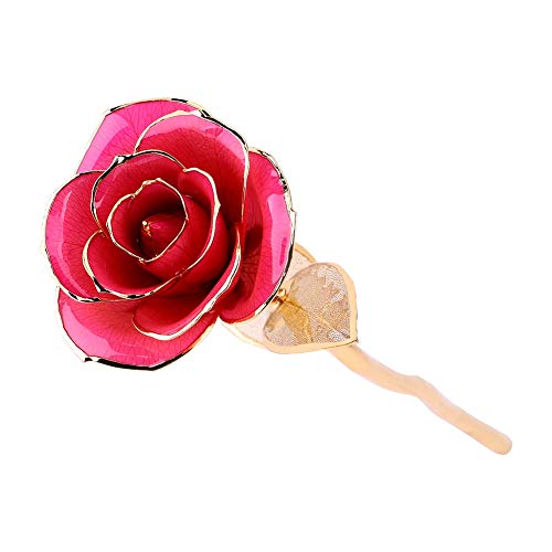 GOTOTOP Rose Dipped in 24k Gold Forever Preserved Long Stem Rose with Gift Box Long Stem Rose Flower Rose Craft Girl Friend for Mother