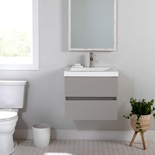 Spring Mill Cabinets Innes Floating Bathroom Vanity With 2 Drawers And White Sink Top, 30.5" W X 18.87" D X 22.25" H, Gray #TOP4