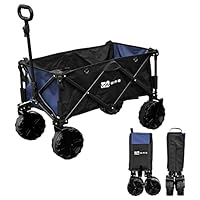 WAQ アウトドアワゴン キャリーワゴン キャリーカート 折りたたみ 4輪 頑丈 耐荷重150kg 大容量 106L タフ ワイドタイヤ 軽量 コンパクト アウトドアキャリー アウトドア キャンプ  タイヤ マルチキャリー　子供用品 ベビー用品 ベビーカー、バギー Amazon | WAQ キャリーワゴン【 大型タイヤ 】自立収納 コンパクト 耐