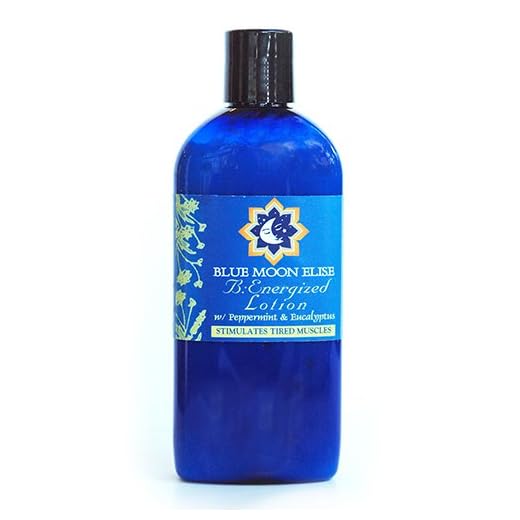 Blue Moon Elise 8 oz B: Energized Lotion Moisturizing, All Natural Lotion Blend with 100% Pure Essential Oils of Eucalyptus, Peppermint and Lavender for brighter skin and brighter mind.