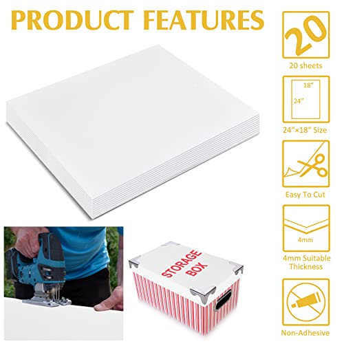 Image of Patelai 20 Pcs 18 x 24 Inches Corrugated Plastic Sheet Corrugated Poster Board 4mm Thick Waterproof Blank Board Sheets Plastic Yard Sign for Garage Estate Sale, Rent, Indoor, Outdoor, Birthday (White)