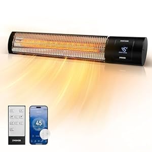 ZMISHIBO Infrarot Heizstrahler 2000W, 4 Heizstufen, IP65 für innen & außen, Wand- & Deckenmontage, mit APP, LED-Display, Fenster-Offen-Erkennung & Kindersicherung