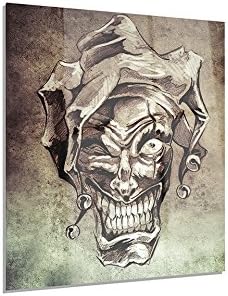 Amazon Com Designart Fantasy Clown Joker Tattoo Sketch Digital Art Metal Wall Art Mt72 30x40 40 X 30 X 1 Posters Prints