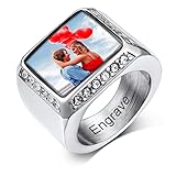 Personalised Photo Rings for Men Platinum Plated Thumb Ring with Name Hip Hop Rapper Custom Ring Wrap Gift