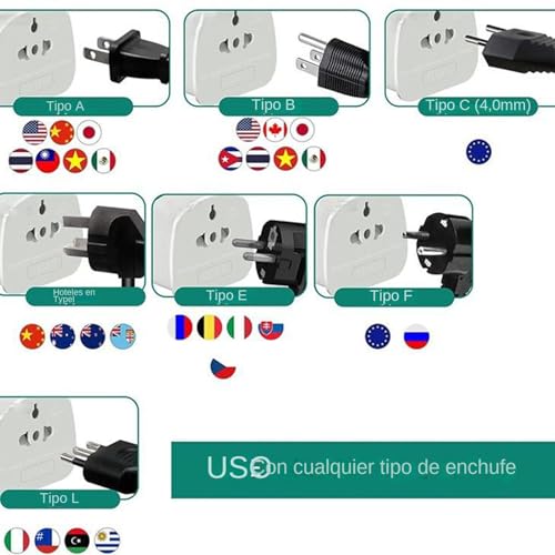 Liakyunf Adaptador de Enchufe | 2 Piezas de Cable de Carga y Toma de Corriente - Convertidor Internacional Estándar UK con Fusible de 13A para Portátiles Cámaras Teléfonos Móviles Viajes - imagen 7