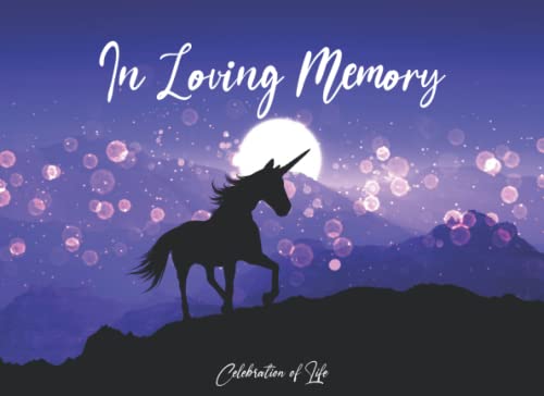 In Loving Memory Book for Guests Funeral: In Loving Memory guestbook for memorial service, Funeral Guest Books Celebration of Life , fantasy unicorn ... Funerals or Wake, Memorial Service Guest Book