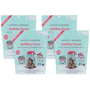 Bocce’s Bakery Holiday Feast Recipe Treats for Dogs, Wheat-Free Everyday Dog Treats, Made with Real Ingredients, Baked in The USA, All-Natural Soft & Chewy Cookies, Turkey, Pumpkin & Cranberry, 6 oz