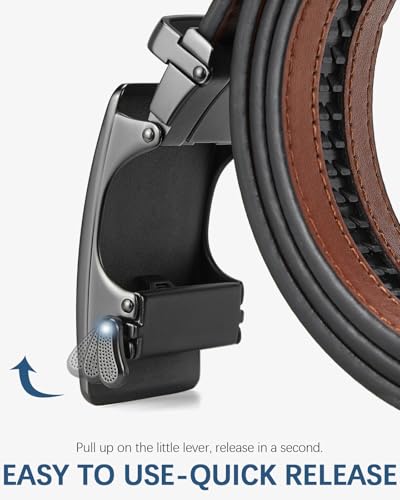 Image of BOSTANTEN Ratchet Belts for Men Leather Trim to Fit 1 3 /8 inch Gift Boxed