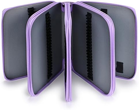BTSKY PU Leather 160 Inserting Super Large Capacity Multi-Layer Students Colored Pencil Wrap Storage Case Bag Pouch Holder Stationery Organizer (no Pencils) (Purple)
