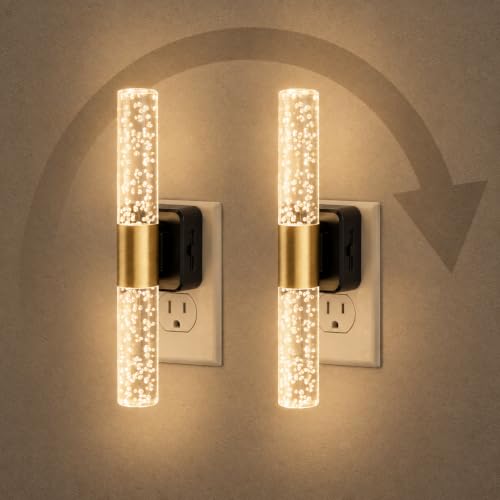 L LOHAS LED Night Light, Night Lights Plug into Wall, Dimmable, Rotating | Light Sensor Nightlight, 3000K, LED Acrylic Bubble Nightlights Plug in, Bedroom Bathroom Hallway Kitchen [Black Base,2 Pack] - image 1