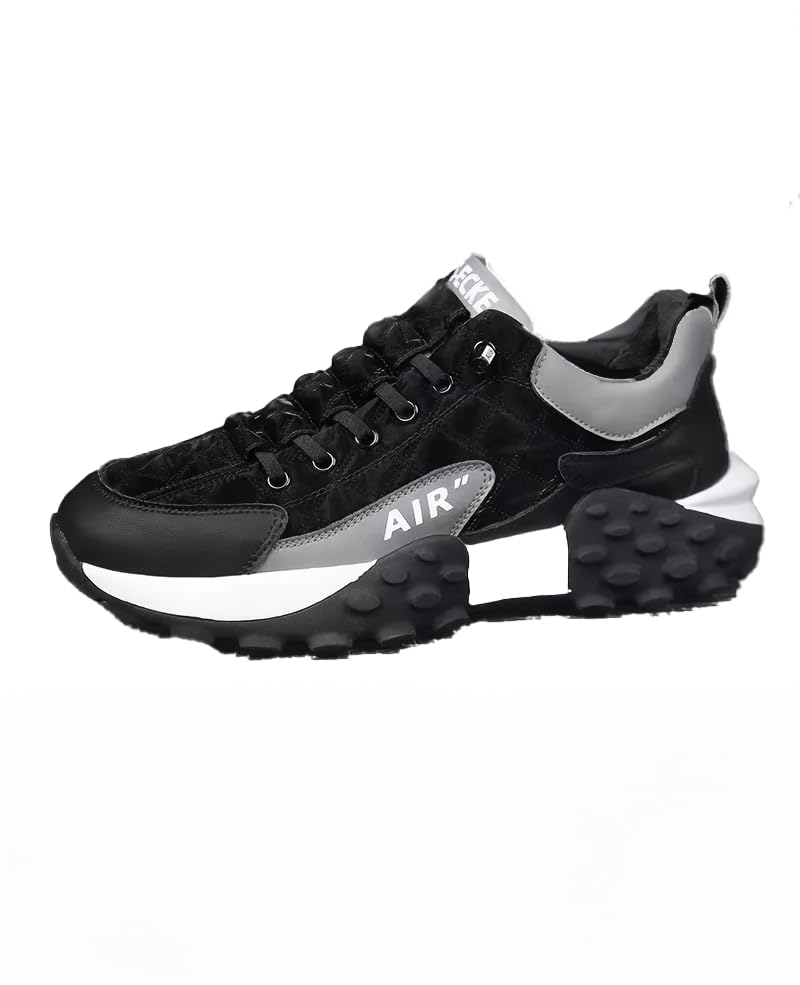 Kraasa Suede Upper Thick Sole lace up Mens Outdoor Anti-Slip Shoes Casual Sneakers for Men Black UK 6 (B0CX15ZSST) Amazon Price History, Amazon Price Tracker