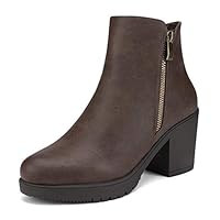 DREAM PAIRS Women's Ankle Boots Chunky Heel Platform Fall Heeled Short Booties Shoes