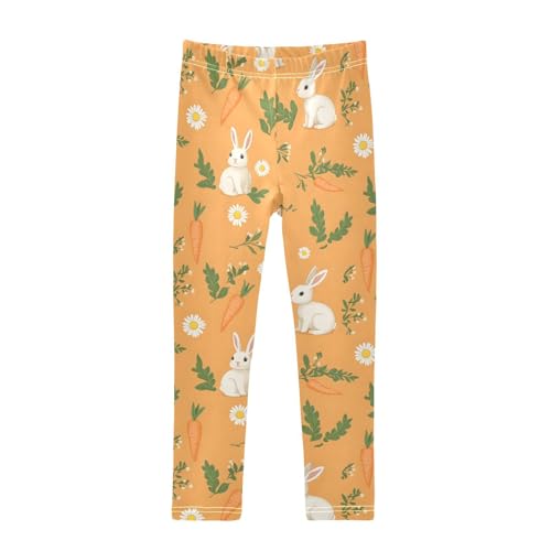 ALAZA Girls' Leggings Children's Yoga Pants Skinny Printed Dance Rabbit Carrot Orange Comfortable 4T